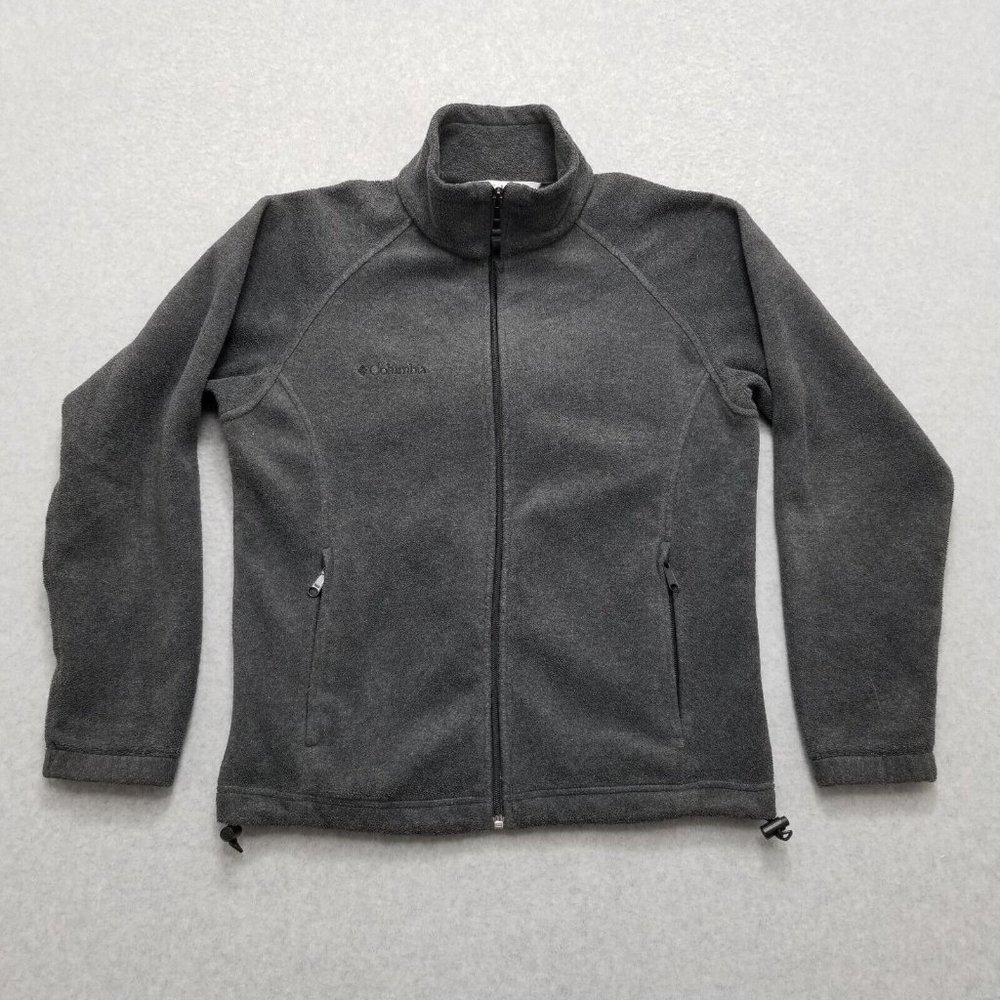 Columbia Fleece Jacket Womens‎ Medium Gray Pockets Full Zip